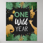 Ein wildes Jahr Safari Tiere Gold erster Geburtsta Poster (Vorne)