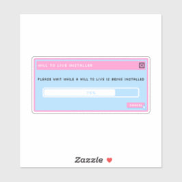 Ein Wille, den Installer-Pop auf dem Aufkleber zu 