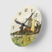 Ein Windrad in Zaandam Claude Monet     Runde Wanduhr (Winkel)