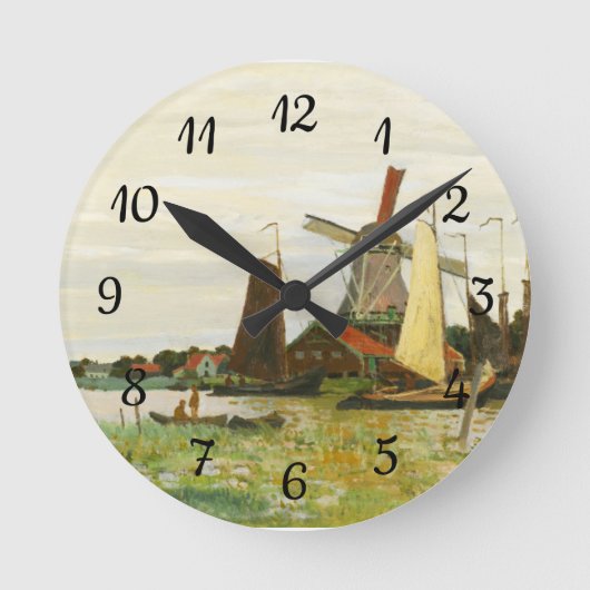Ein Windrad in Zaandam Claude Monet     Runde Wanduhr (Vorderseite)