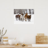Ein Winter Landschaftlicher Laufpferde Poster (Küche)