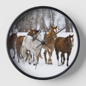 Ein Winter Landschaftlicher Laufpferde Uhr (Vorderseite)