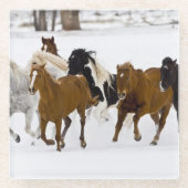 Ein winterlicher landschaftlicher Laufpferde Glasuntersetzer (Vorderseite)