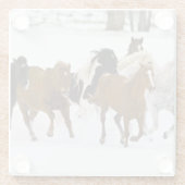 Ein winterlicher landschaftlicher Laufpferde Glasuntersetzer (Rückseite)