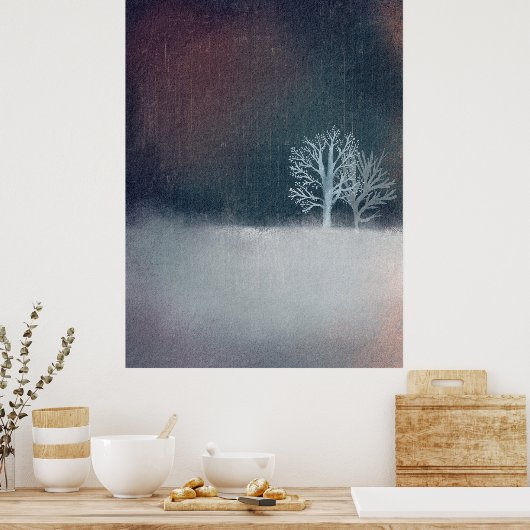 Ein Winternachtschneebaum Poster (Küche)