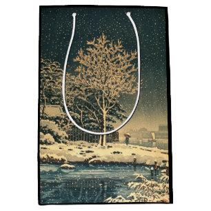 Ein Wintertag auf dem Sumida-Fluss in Japan Mittlere Geschenktüte