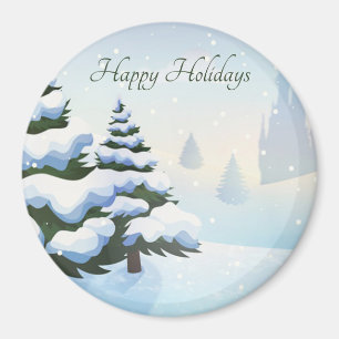 Ein Wintertag mit einem schneebedeckten Weihnachts Magnet