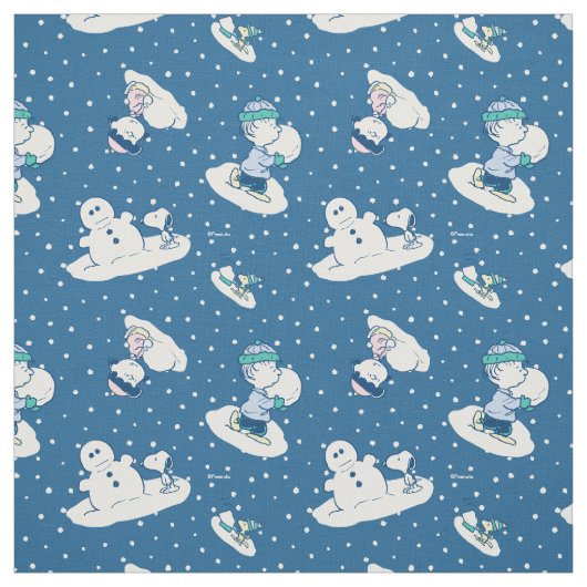 Ein Winterwunderland! Peanuts Charlie Brown Schnee Stoff (Muster)
