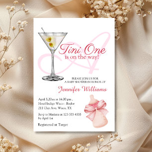 ein winzig Kleines ist unterwegs, rosa Babyparty Einladung