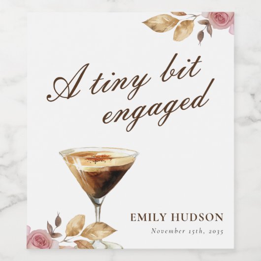 Ein winziges Espresso Martini-Brautparty Weinetikett (Einzelnes Label)