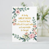 Ein wirklich großartiger Chef Wertgutschein Boss D Dankeskarte (Stehend Vorderseite)