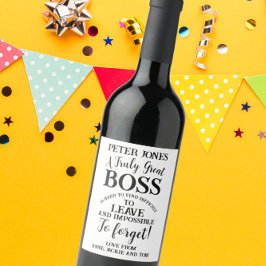 Ein wirklich großartiges Boss-Weinlabel Weinetikett