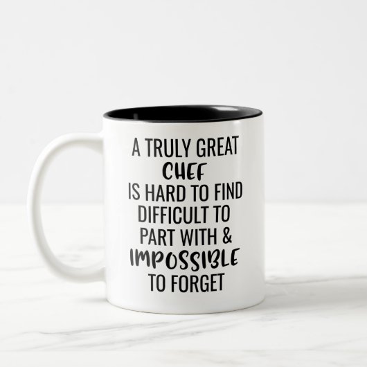 Ein wirklich großer Koch ist schwer zu finden Zweifarbige Tasse (Links)