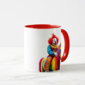 Ein witziger Clown auf seinem Pferd. Tasse (VorderseiteRechts)
