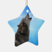 Ein Wolf auf einem Stern Keramikornament (Rechts)