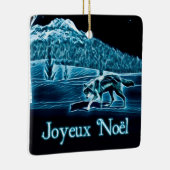 Ein Wolf auf Schnee - Joyeux Noё l Keramikornament (Rechts)