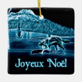 Ein Wolf auf Schnee - Joyeux Noё l Keramikornament (Vorderseite)