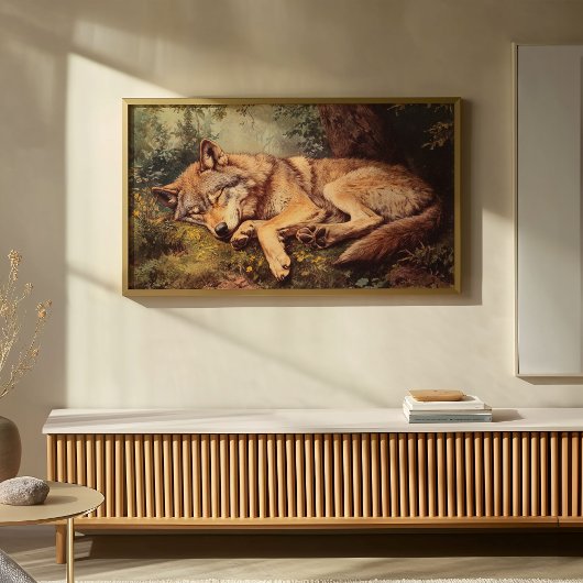 Ein Wolf, der im Wald schläft Poster