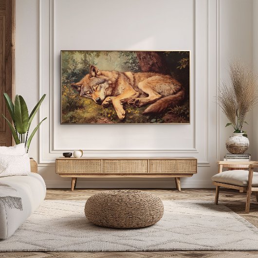 Ein Wolf, der im Wald schläft Poster