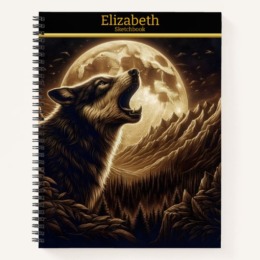 Ein Wolf heult auf dem Mond in einer komplizierten Notizblock (Vorderseite)