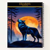 Ein Wolf heult auf Vollmond in einem ruhigen Wald Notizblock (Rückseite)