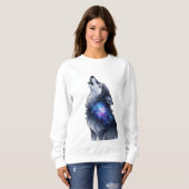 Ein Wolf heult in einer Sterngalaxie Sweatshirt (Vorne ganz)