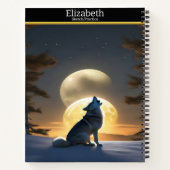 Ein Wolf heult unter dem hellen Mondlicht Notizblock (Rückseite)