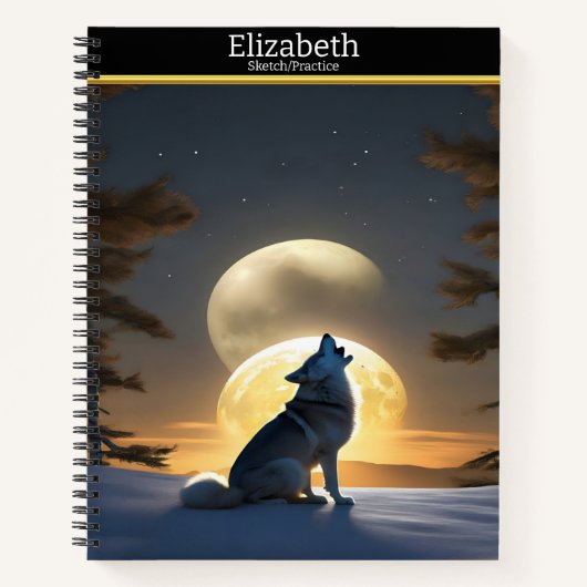 Ein Wolf heult unter dem hellen Mondlicht Notizblock (Vorderseite)