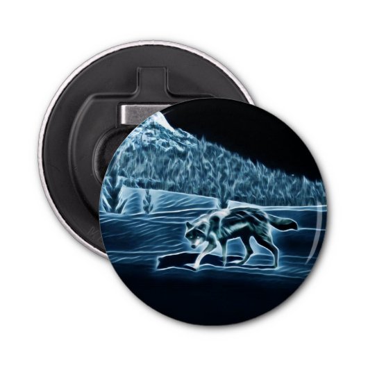 Ein Wolf im Schnee Flaschenöffner (Vorderseite)