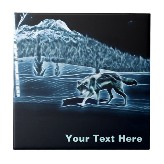 Ein Wolf im Schnee Fliese (Vorderseite)