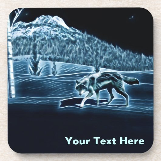 Ein Wolf im Schnee Getränkeuntersetzer (Vorderseite)