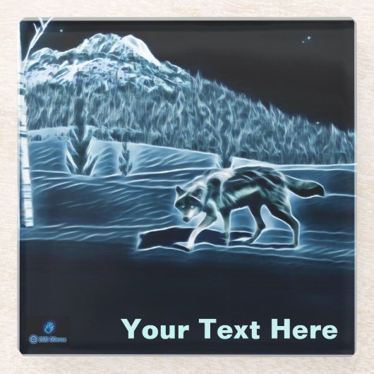 Ein Wolf im Schnee Glasuntersetzer (Vorderseite)