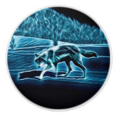 Ein Wolf im Schnee Keramikknauf (Vorderseite)