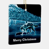 Ein Wolf im Schnee Keramikornament (Rechts)