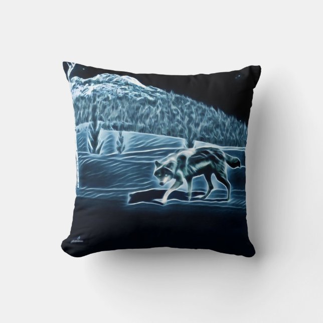 Ein Wolf im Schnee Kissen (Vorderseite)