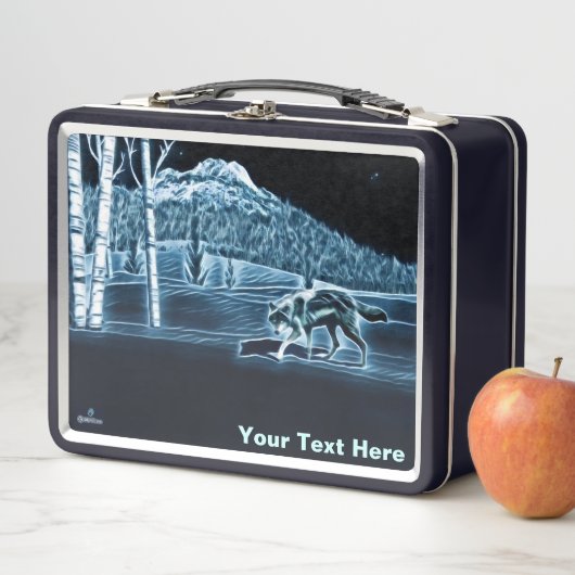 Ein Wolf im Schnee Metall Brotdose (Beispiel)