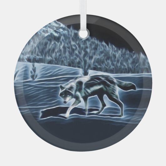 Ein Wolf im Schnee Ornament Aus Glas (Vorderseite)