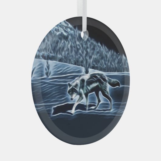 Ein Wolf im Schnee Ornament Aus Glas (Vorderseite Rechts)