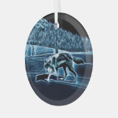 Ein Wolf im Schnee Ornament Aus Glas (Vorderseite links)