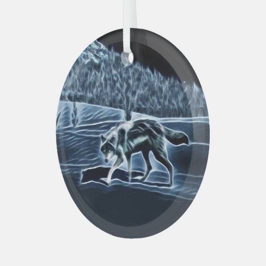 Ein Wolf im Schnee Ornament Aus Glas (Vorderseite links)