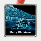 Ein Wolf im Schnee Ornament Aus Metall (Vorne)