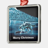 Ein Wolf im Schnee Ornament Aus Metall (Links)