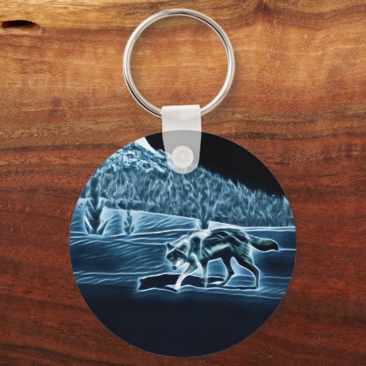 Ein Wolf im Schnee Schlüsselanhänger (Vorderseite)