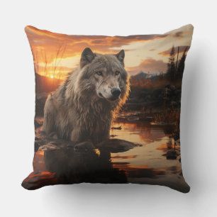 Ein Wolf im Wlderness-Kissen Kissen