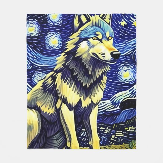 Ein Wolf in der frühen Nacht Fleecedecke (Vorderseite)