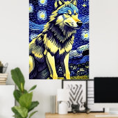 Ein Wolf in der frühen Nacht Poster (Heimbüro)