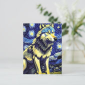Ein Wolf in der frühen Nacht Postkarte (Stehend Vorderseite)
