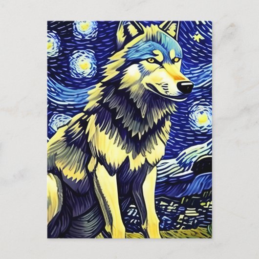 Ein Wolf in der frühen Nacht Postkarte (Vorderseite)