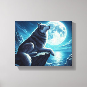 Ein Wolf in der Nacht, Stretchische Leinwand