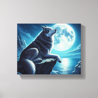 Ein Wolf in der Nacht, Stretchische Leinwand